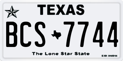 TX license plate BCS7744
