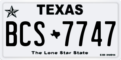 TX license plate BCS7747