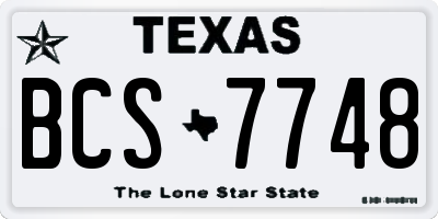 TX license plate BCS7748