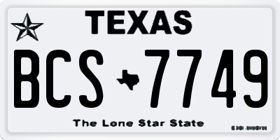 TX license plate BCS7749