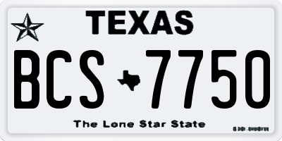 TX license plate BCS7750