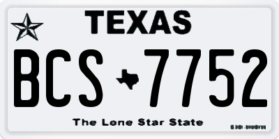 TX license plate BCS7752