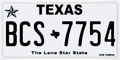 TX license plate BCS7754
