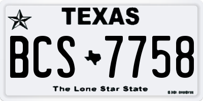 TX license plate BCS7758