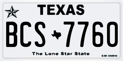 TX license plate BCS7760