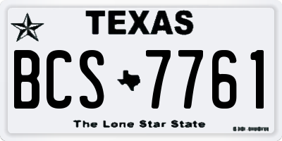TX license plate BCS7761