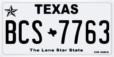 TX license plate BCS7763