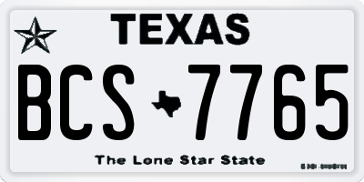 TX license plate BCS7765
