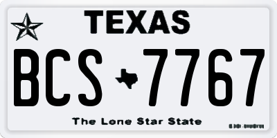 TX license plate BCS7767