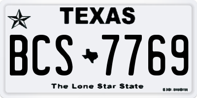 TX license plate BCS7769