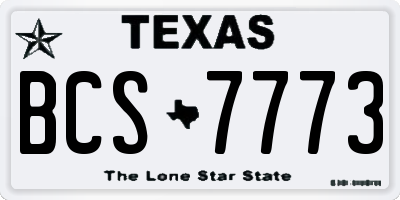 TX license plate BCS7773
