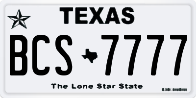 TX license plate BCS7777