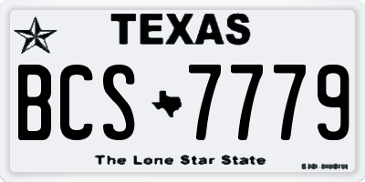 TX license plate BCS7779