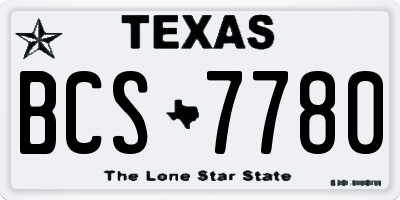 TX license plate BCS7780