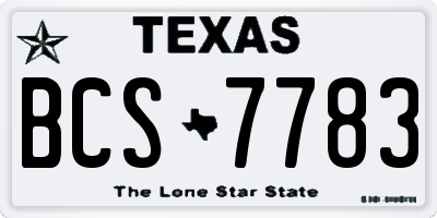 TX license plate BCS7783