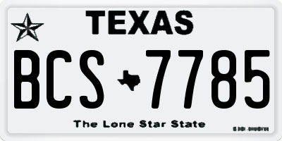 TX license plate BCS7785