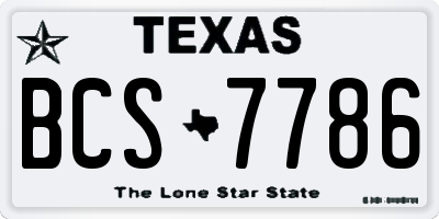 TX license plate BCS7786