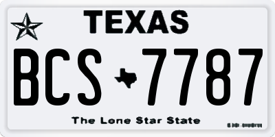 TX license plate BCS7787