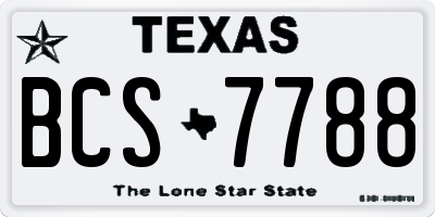 TX license plate BCS7788