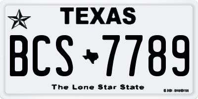 TX license plate BCS7789