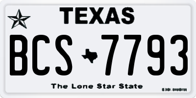 TX license plate BCS7793