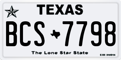 TX license plate BCS7798