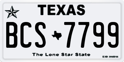 TX license plate BCS7799