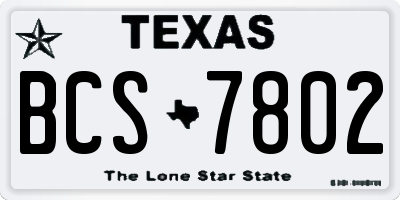 TX license plate BCS7802