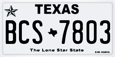 TX license plate BCS7803