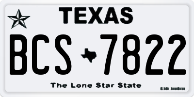 TX license plate BCS7822