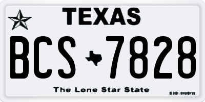 TX license plate BCS7828