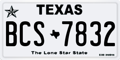 TX license plate BCS7832