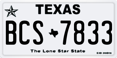 TX license plate BCS7833