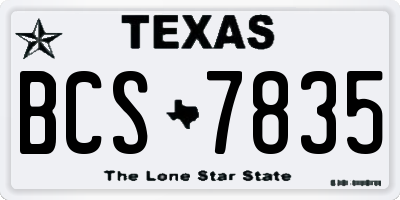 TX license plate BCS7835