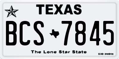 TX license plate BCS7845