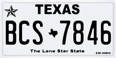 TX license plate BCS7846