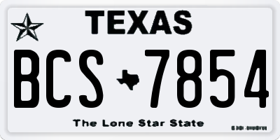 TX license plate BCS7854
