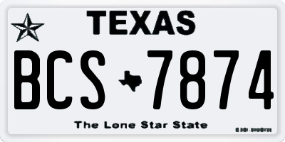 TX license plate BCS7874
