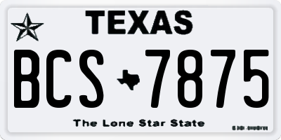 TX license plate BCS7875