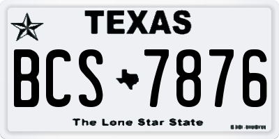 TX license plate BCS7876