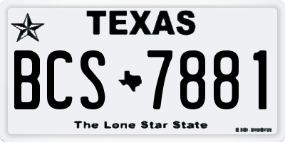 TX license plate BCS7881