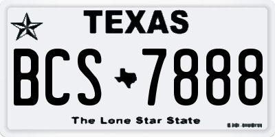 TX license plate BCS7888
