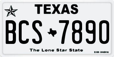 TX license plate BCS7890