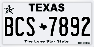 TX license plate BCS7892