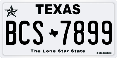 TX license plate BCS7899