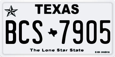 TX license plate BCS7905