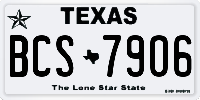 TX license plate BCS7906