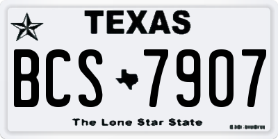 TX license plate BCS7907