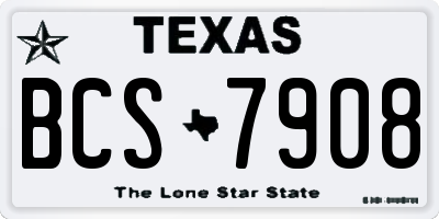 TX license plate BCS7908