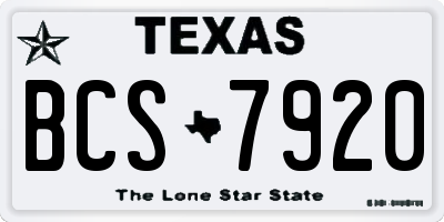 TX license plate BCS7920